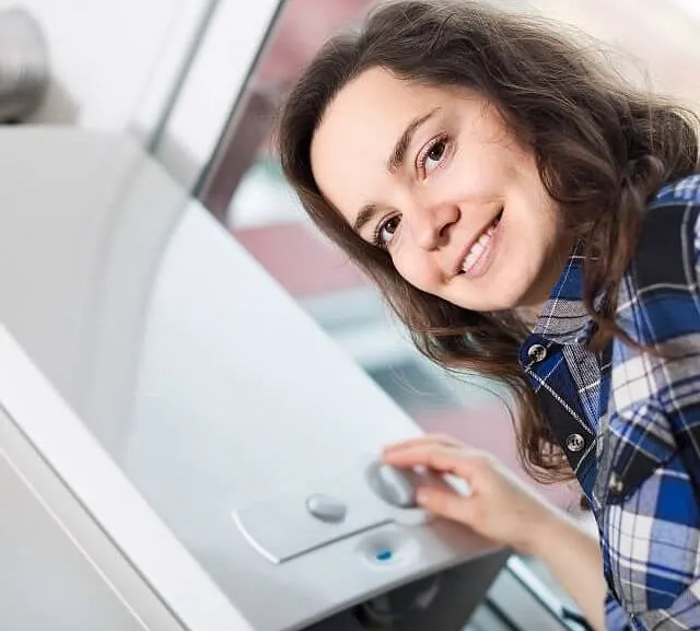 happy customer with her new boiler 